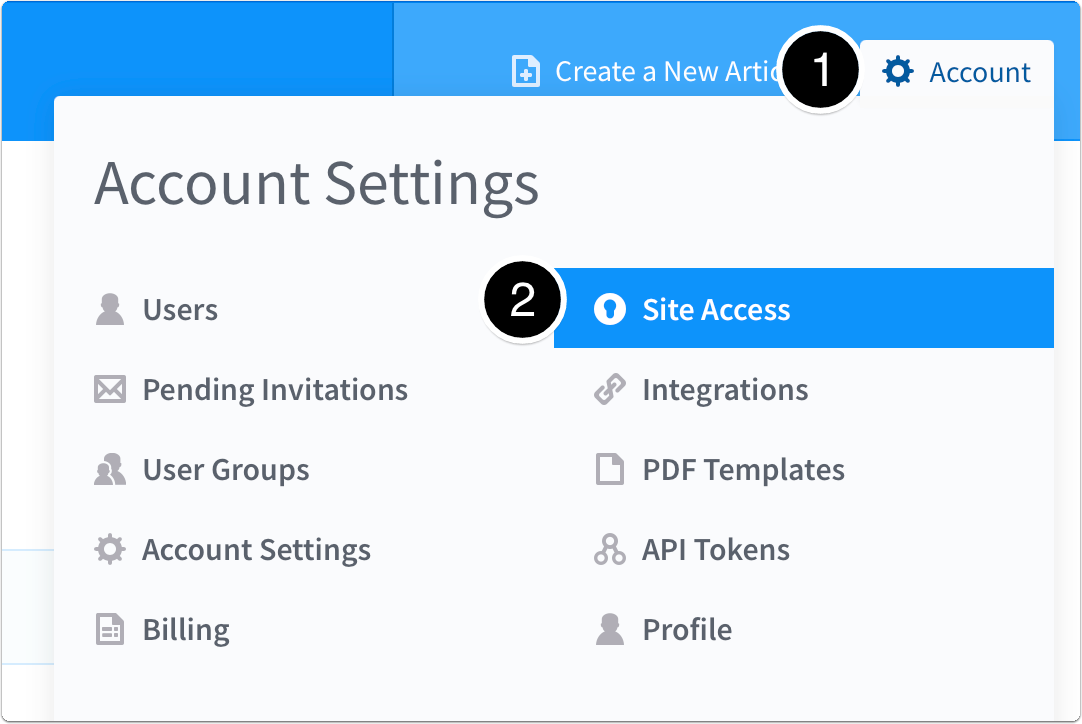 Account > Site Access