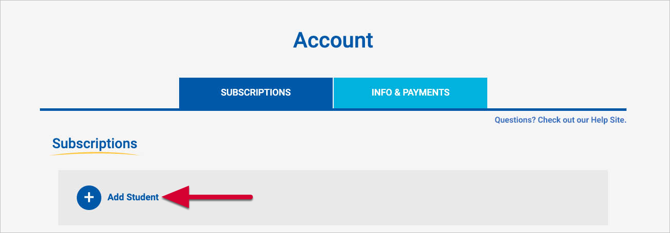Screenshot of the Parent Account page.