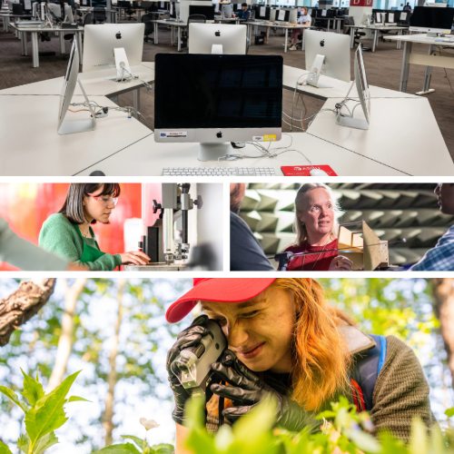 images of students using various technologies
