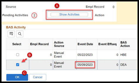 pending activities page