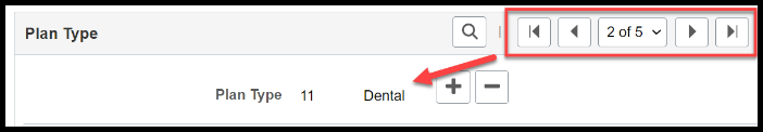 plan type menu, select using left and right arrows