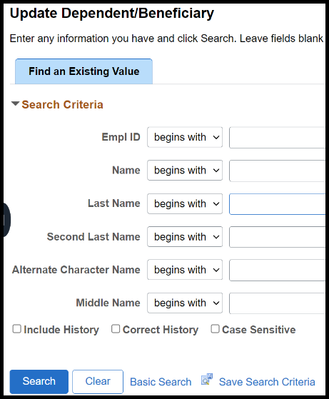employee search fields