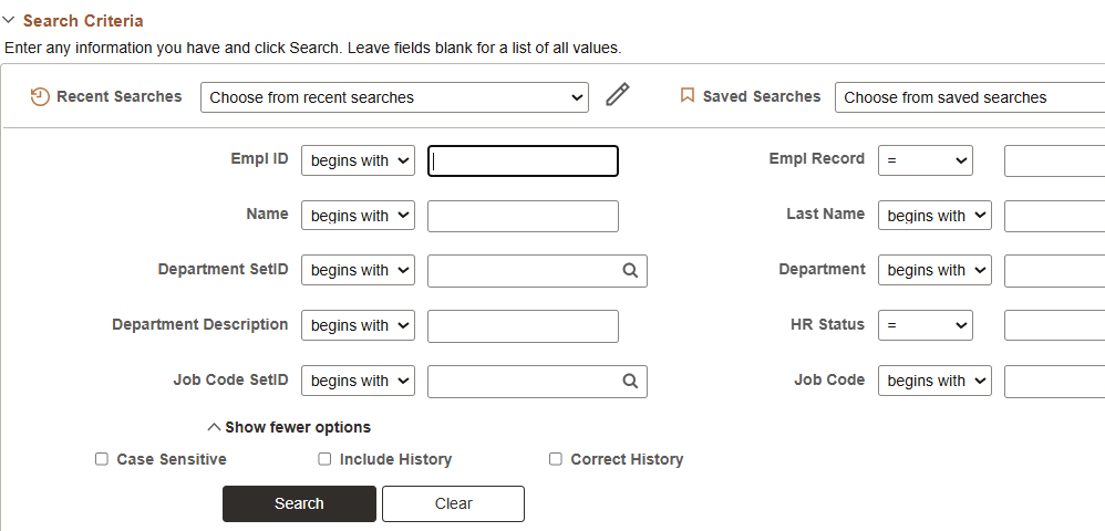 Search criteria
