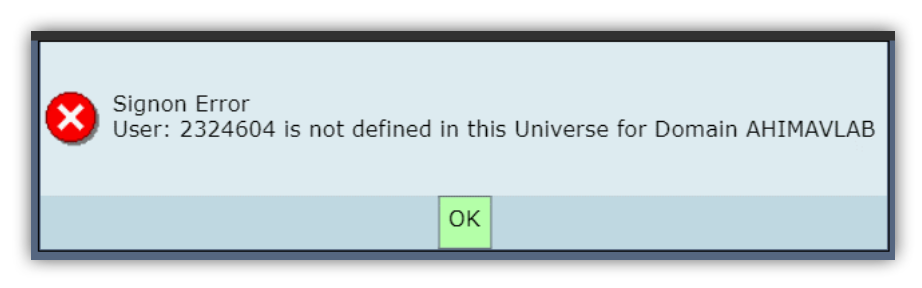 MEDITECH Expanse sign on error which occurs if you attempt to sign on before the 24 hour waiting period from enrollment.