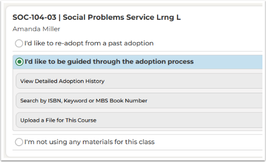 Depicts the 3 choice for the guided process