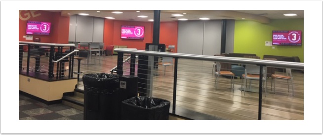 Depicts 3 screen display of the student engagement center