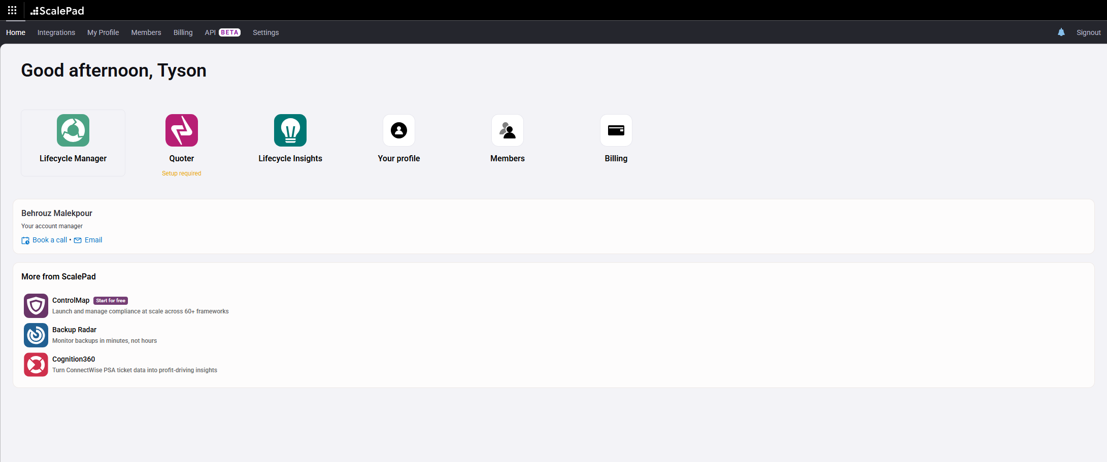 Lifecycle Manager option on home page