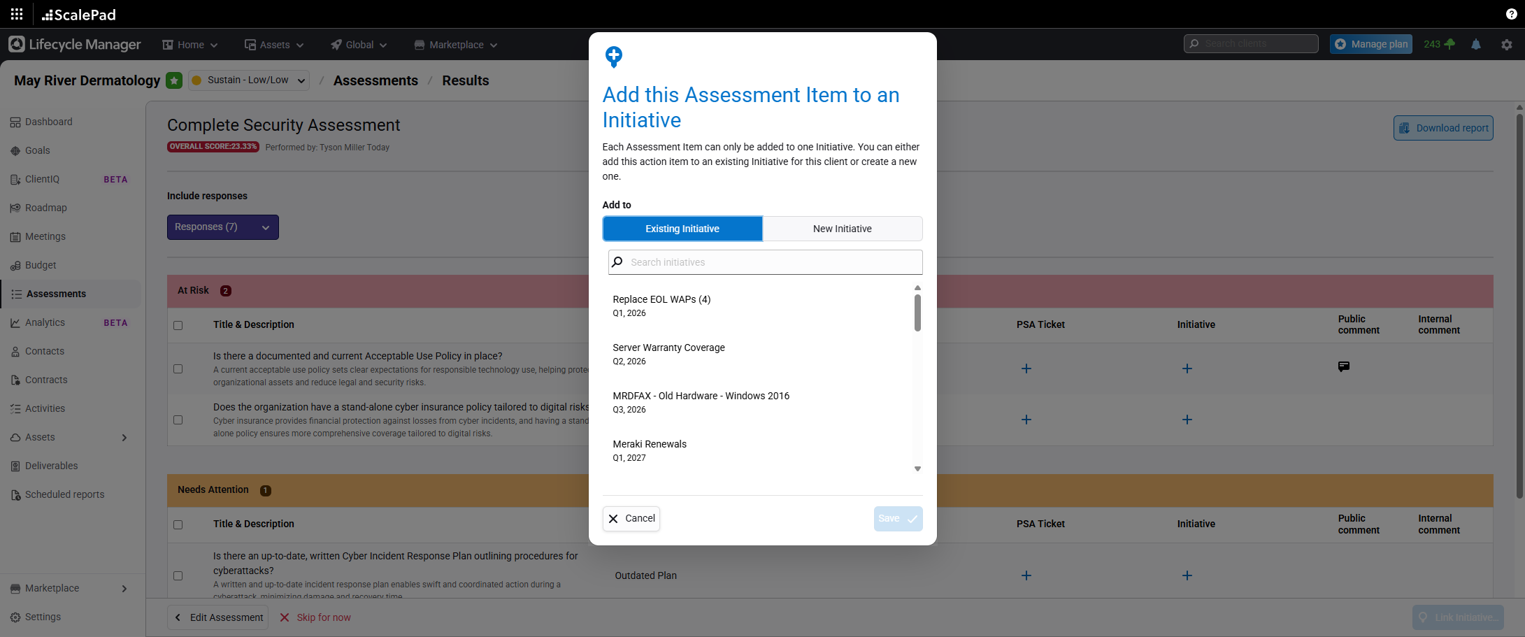Create an initiative option