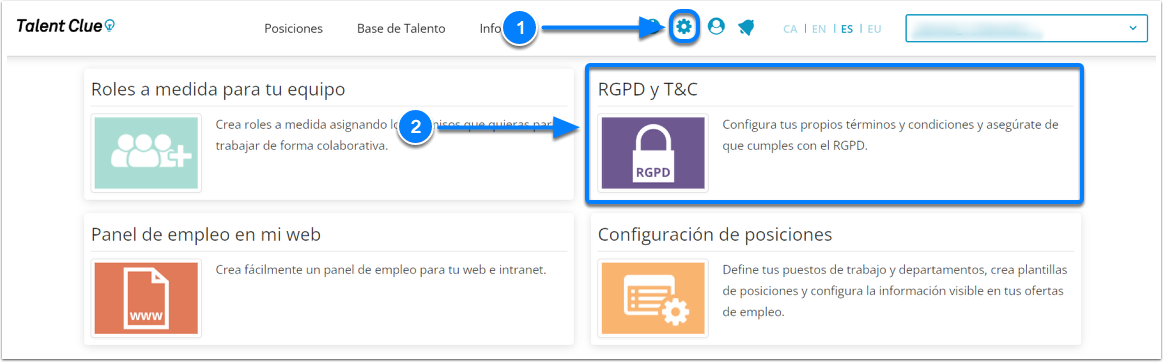 Accede a Configuración › RGPD y T&C para reducir el plazo de conservación de los perfiles