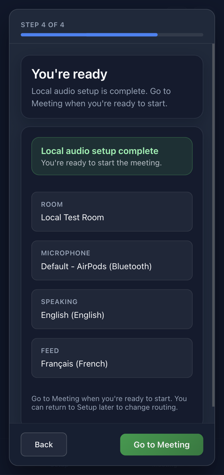 Go To Meeting summary screen