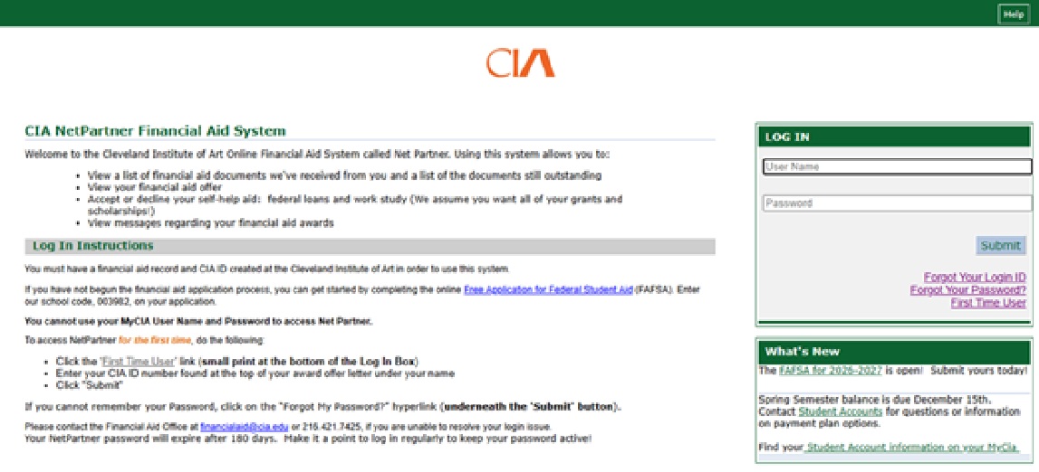 Net Partner login page